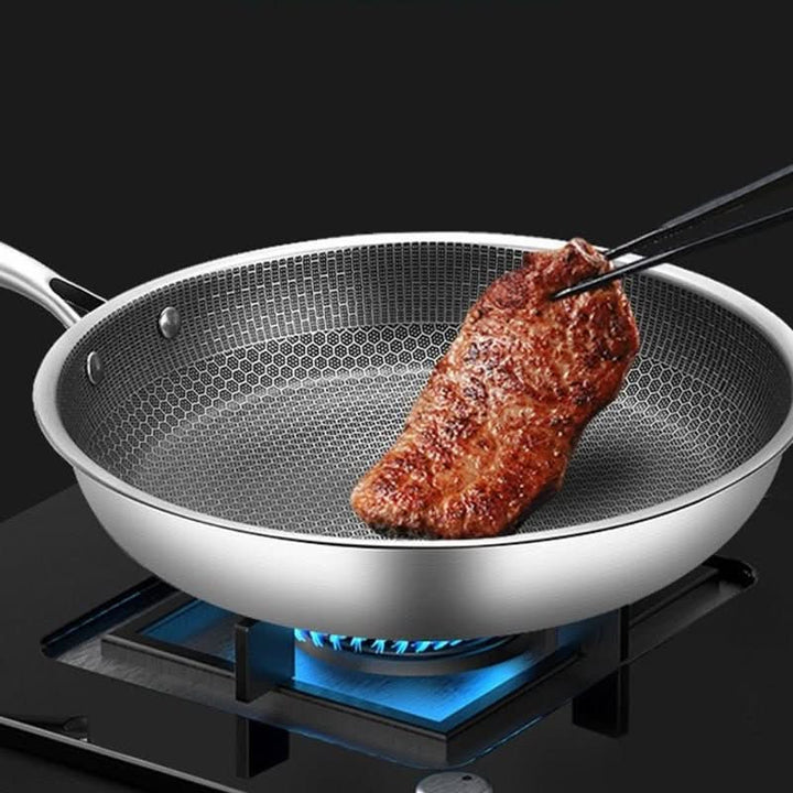 High-quality stainless steel nonstick frying pan with even heat distribution for professional cooking results, easy clean.