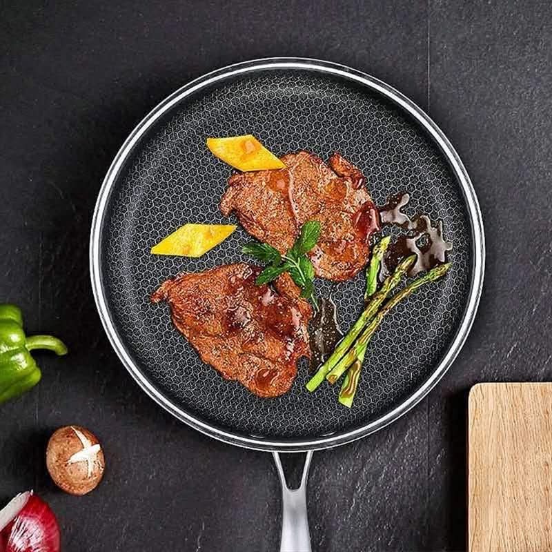 Premium stainless steel nonstick pan for daily cooking; durable, easy clean, and compatible with all stovetops.