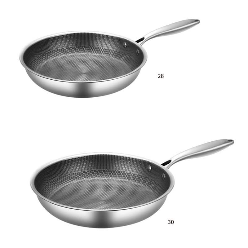 Modern stainless steel nonstick cookware: a durable, easy-to-clean frying pan, perfect for healthy, induction cooking.