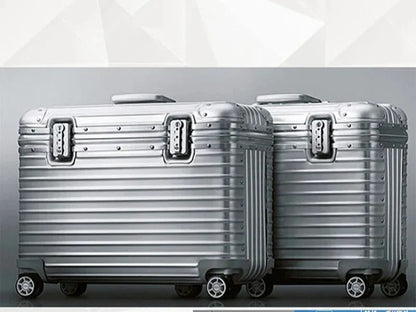 High-quality unisex aluminum hard shell spinner suitcase, offering maximum protection and style.