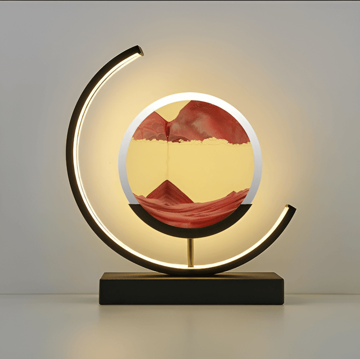 Dynamic moving sand art lamp creates a unique 3D sandscape; perfect for modern home decor & relaxation.