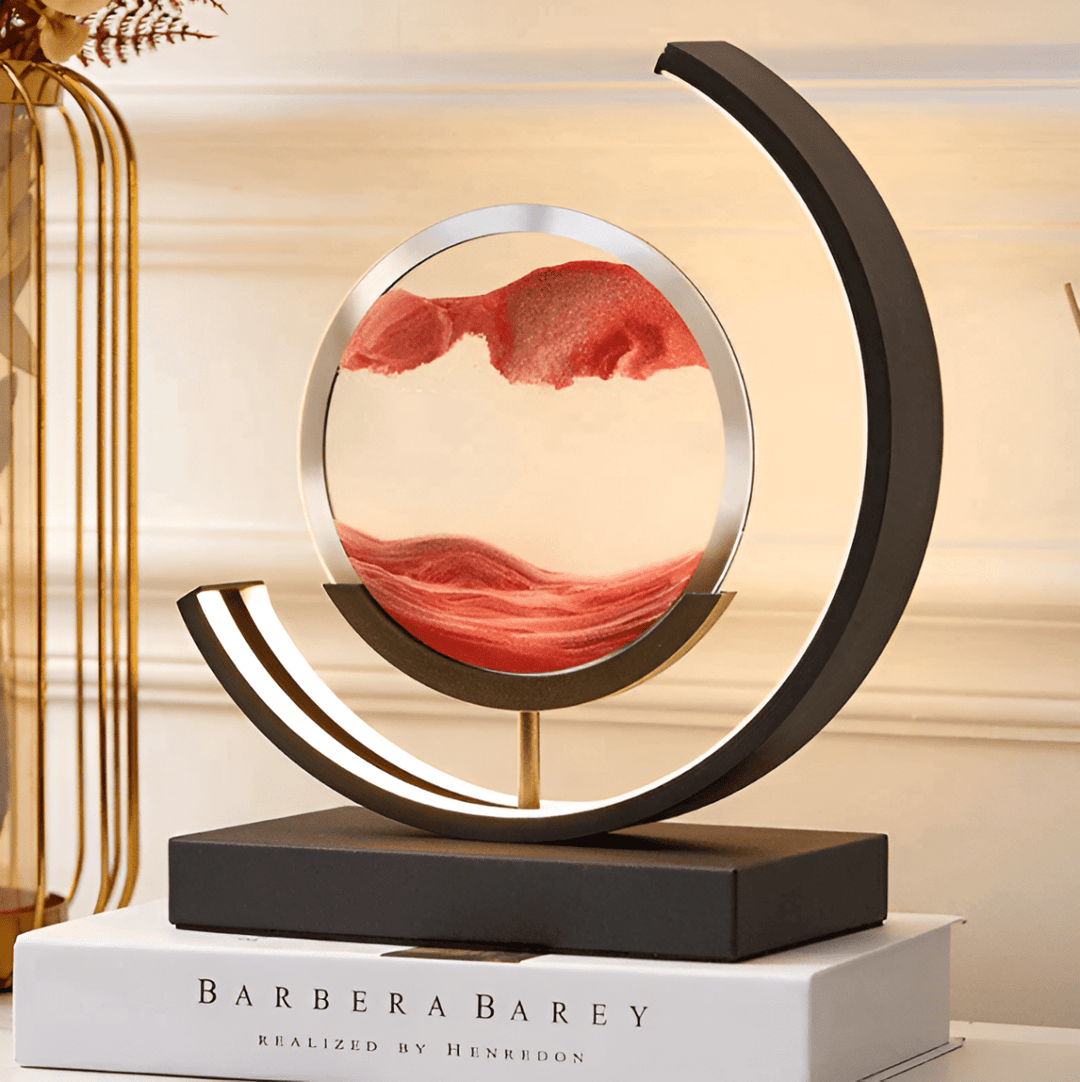 Modern desktop sand art lamp, an LED dynamic sandscape for office decor & artistic stress relief.