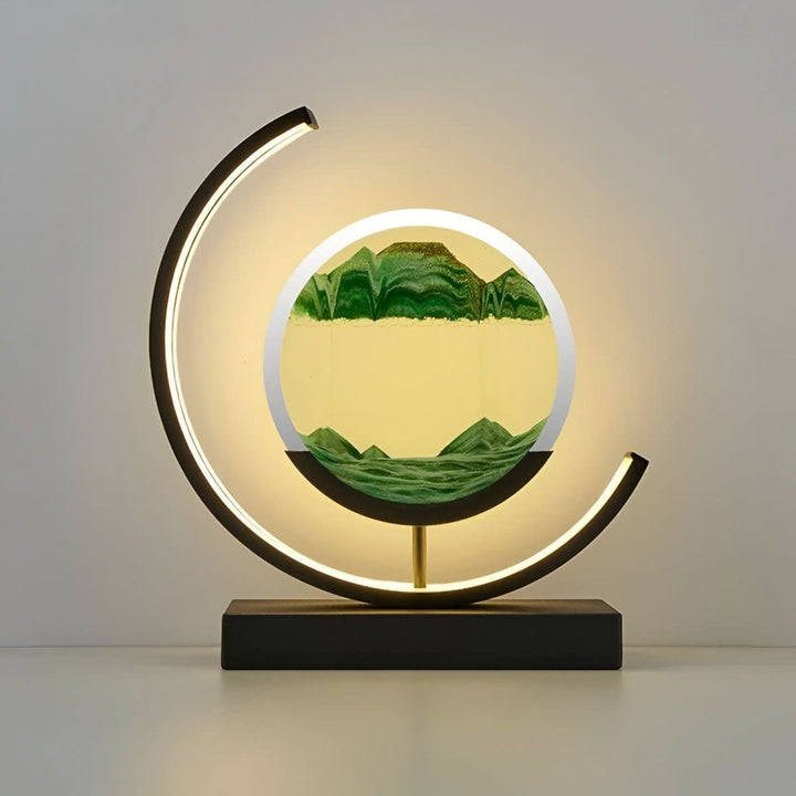 Mesmerizing moving sand art lamp, a dynamic LED sandscape display for modern art and peaceful decor.