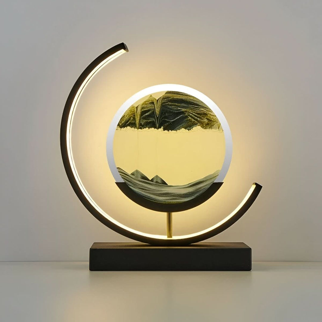 Dynamic moving sand art lamp with ambient LED light, a desktop ornament for home decor, relaxation & meditation.