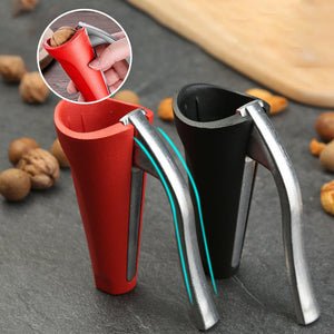 Mess-free walnut & hazelnut cracker, an ergonomic kitchen tool for quick and easy nut opening.