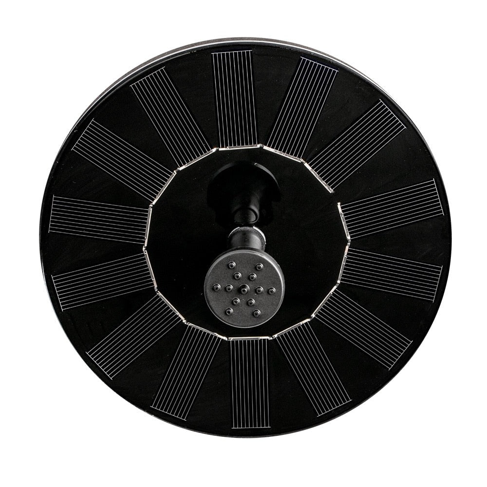 Solar-powered floating pond pump for garden decor, an outdoor water feature perfect for a peaceful bird bath.