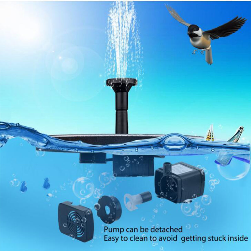Floating solar fountain pump, ideal for garden ponds & patios. Eco-friendly water feature for relaxing outdoor living.
