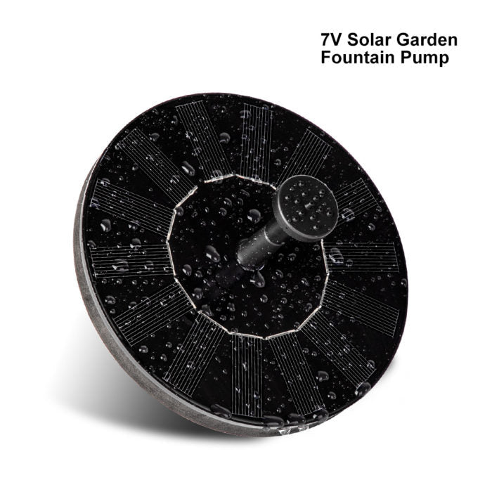 Peaceful floating solar fountain pump for garden decor. Creates a charming water feature in bird baths & ponds.