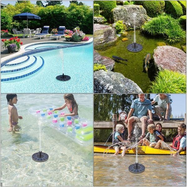 Easy-setup solar fountain for garden decoration. Beautiful water feature for bird bath, balcony, or pond.