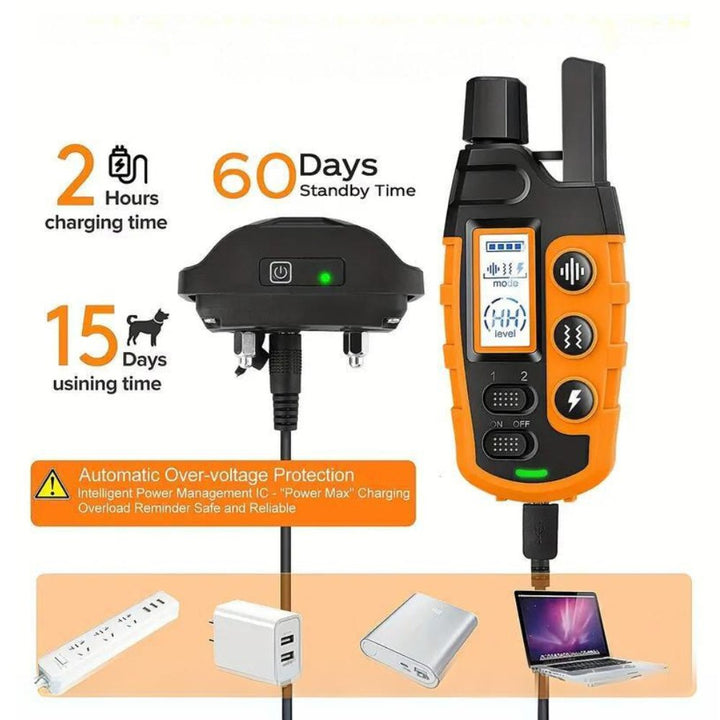 Close-up of a waterproof & rechargeable dog training e-collar. Perfect for pet behavior correction & obedience.