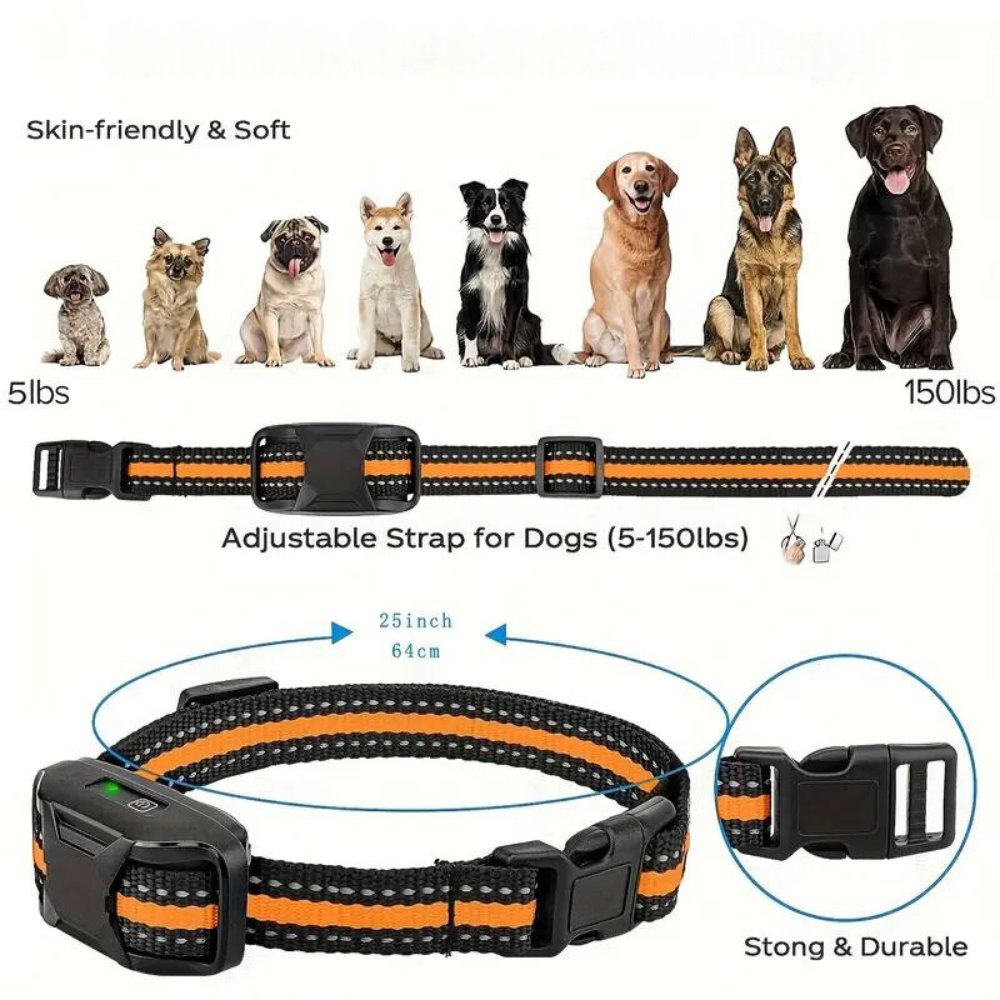 Dog training collar featuring humane beep & vibration modes. Effective for pet behavior correction & obedience.