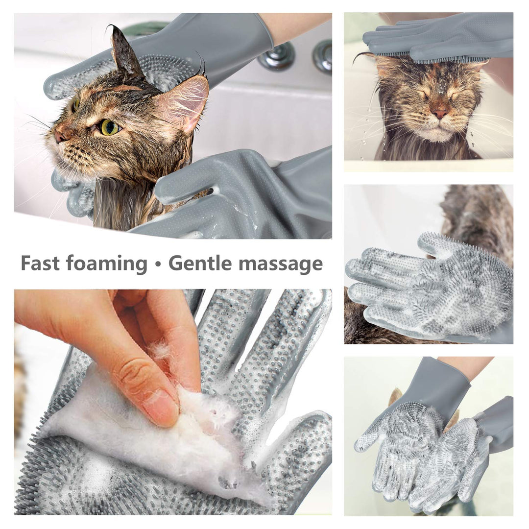 Easy-to-use pet grooming glove for effective fur removal. Keeps your dog or cat clean & healthy with every brush.