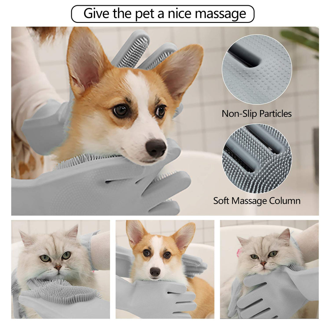 Comfortable pet grooming glove for effective de-shedding. Gentle pet care for a tangle-free coat on dogs & cats.