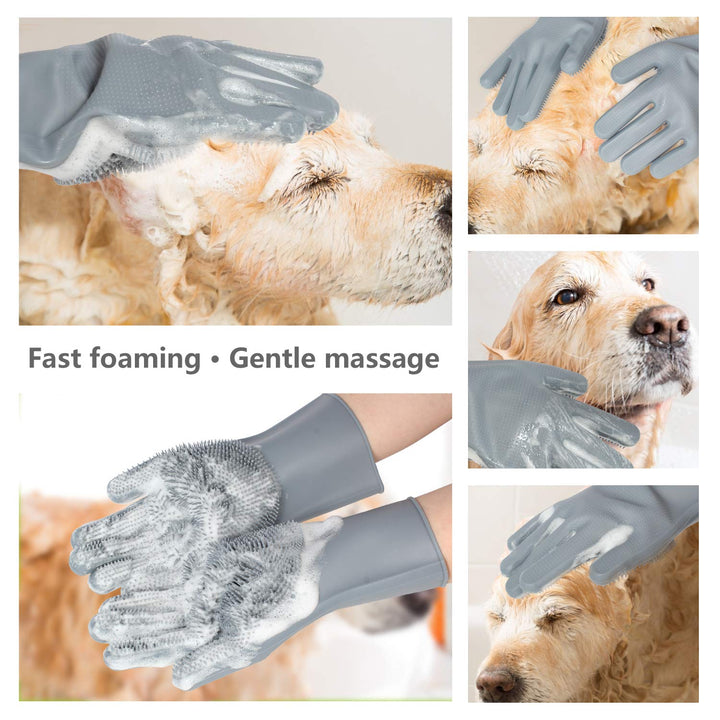 Multi-purpose pet grooming glove. Great for de-shedding, massage, and bath time fur removal for dogs & cats.