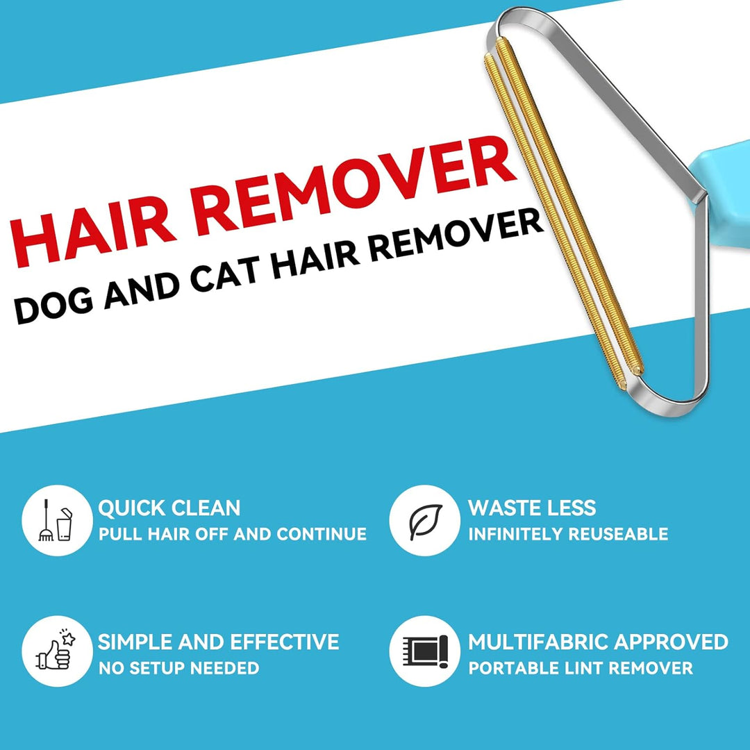 Reusable pet hair remover for home. Quickly cleans cat & dog hair from furniture, rugs, and clothing.