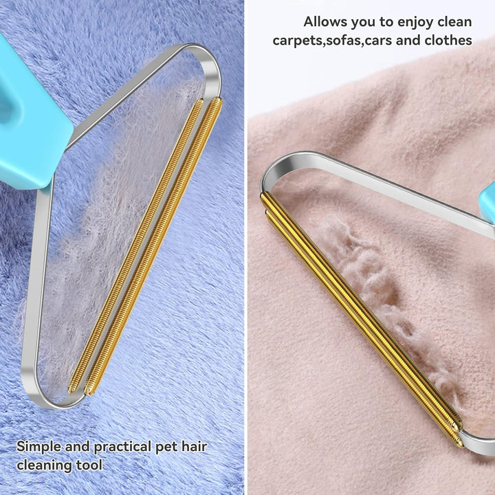 Dog hair remover tool for home & car. Easily cleans stubborn dog fur from carpets, upholstery & fabrics.
