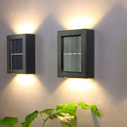 Easy-install solar LED wall lights; wireless garden illumination for driveways, patios. Eco-friendly & efficient.