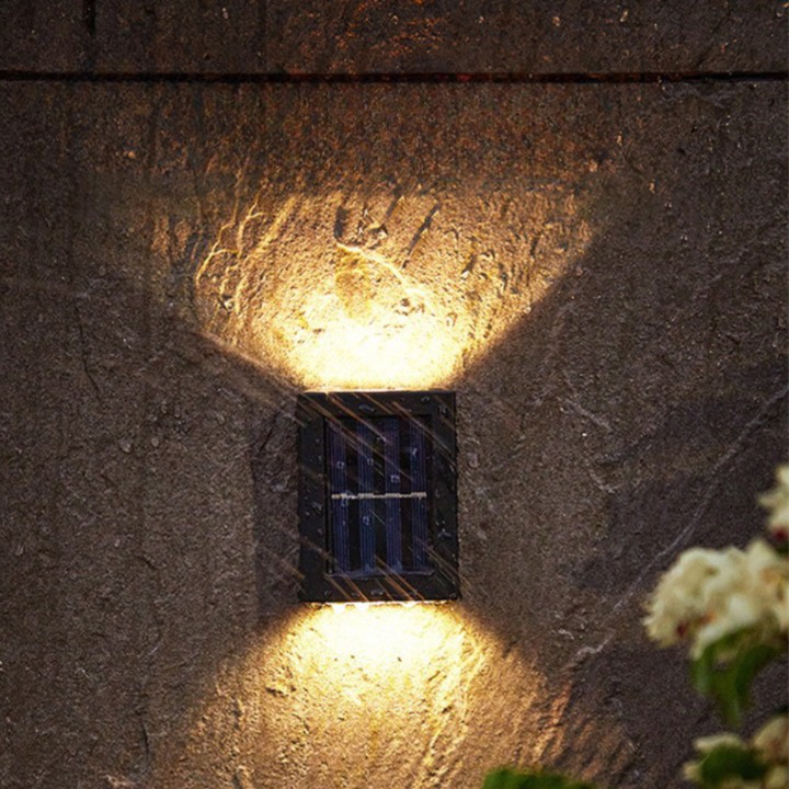 Bright solar LED wall lights for versatile outdoor illumination, perfect for garden, patio, or exterior home lighting.