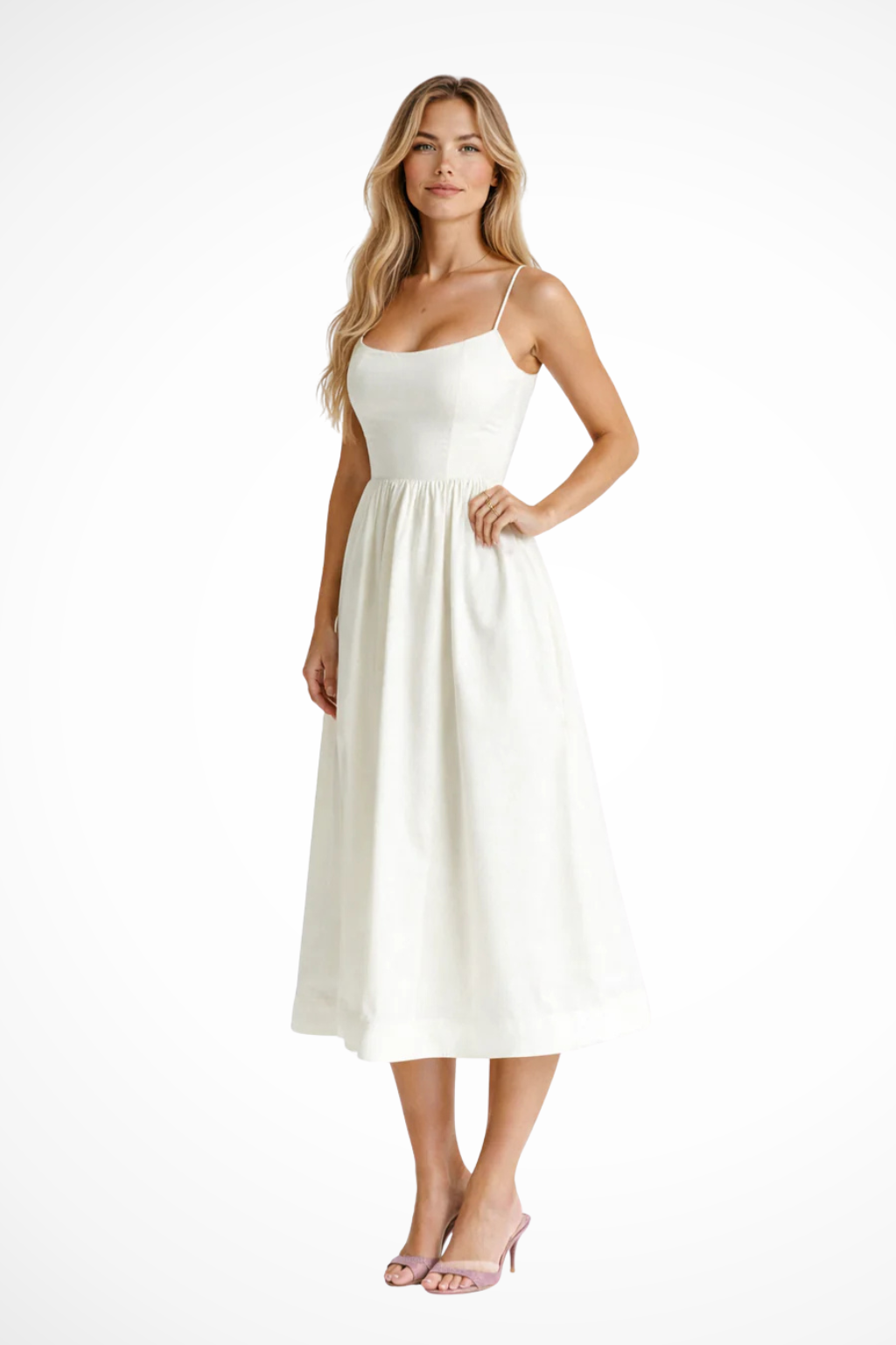 Fashionable Women's Spaghetti Strap Midi Sundress. A must-have flowing midi dress for chic summer style.