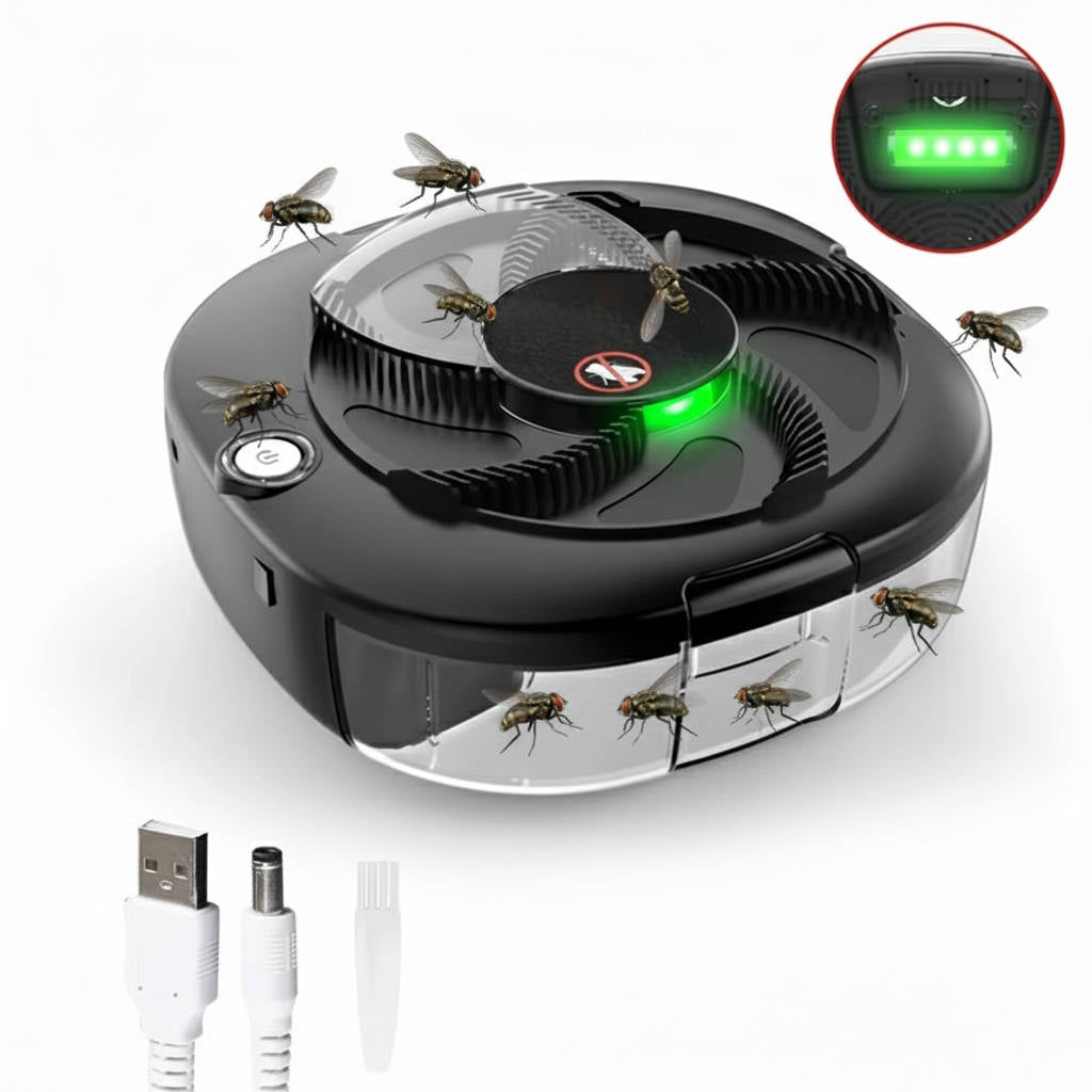Electric fly trap for indoor pest control. Chemical-free, silent operation, rechargeable insect killer.