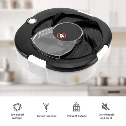 Effortless automatic electric fly trap, rechargeable, for chemical-free home pest control & defense.