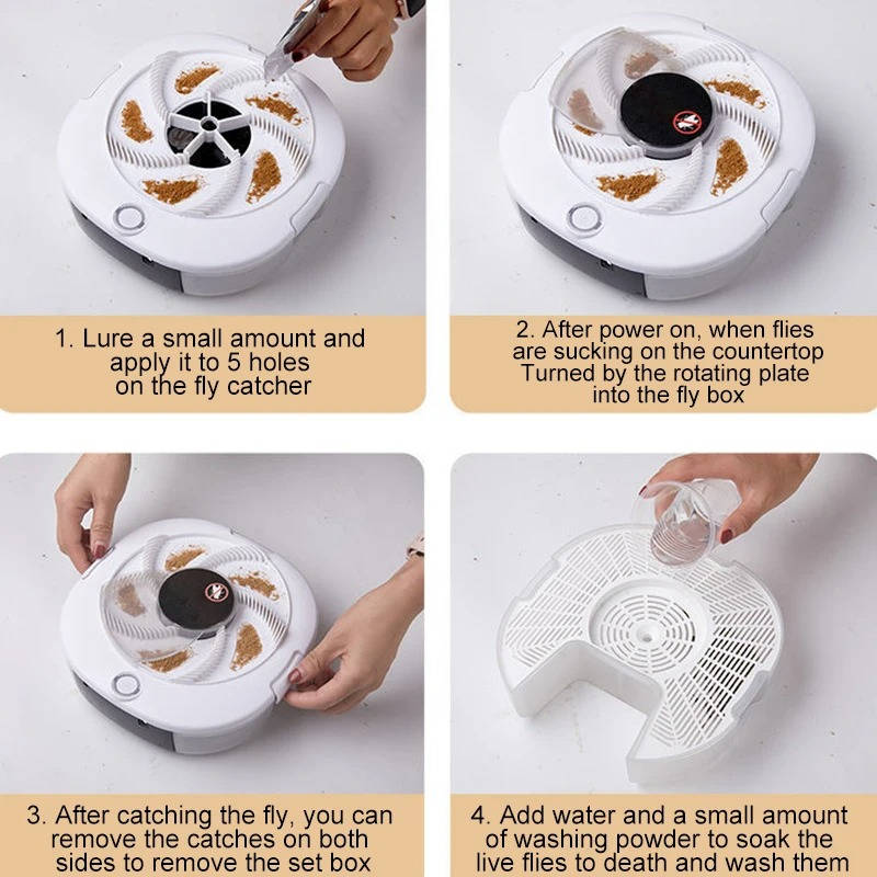 Automatic electric fly trap, effectively killing flies & mosquitoes chemical-free for home defense.