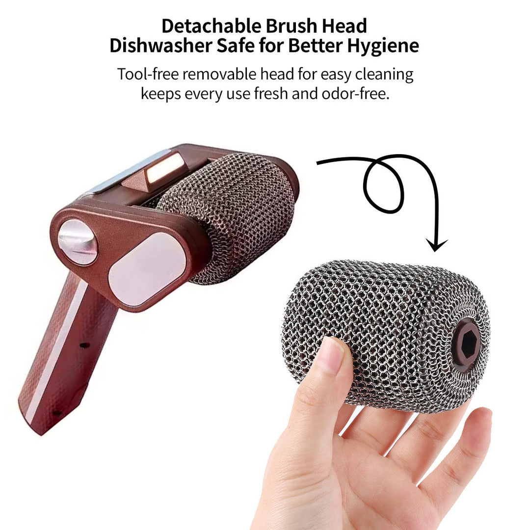 Electric grill cleaning tool with illuminated LED head, efficient BBQ scraper