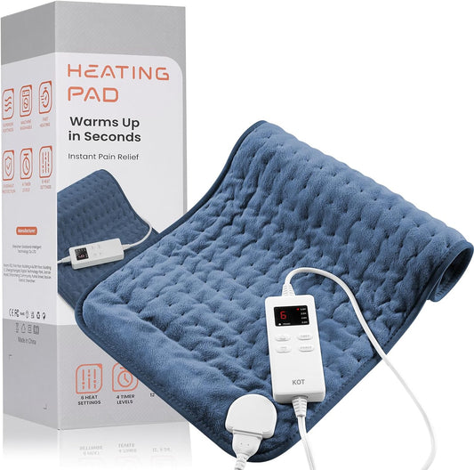 Electric heating pad for back pain relief and muscle relaxation.