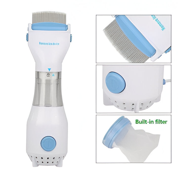 Easy-to-use electric lice & nit removal comb for quick, chemical-free head treatment, promoting family hygiene.