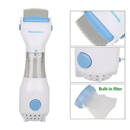 Easy-to-use electric lice & nit removal comb for quick, chemical-free head treatment, promoting family hygiene.