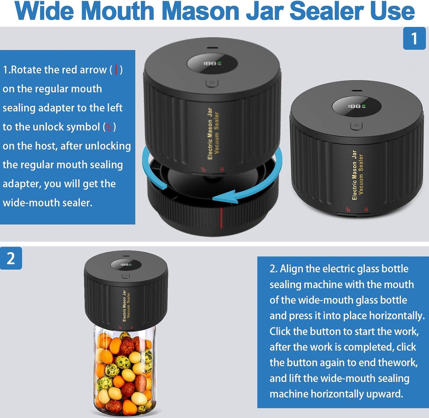 Kitchen essential: Electric jar sealer kit for maintaining peak freshness of stored foods.