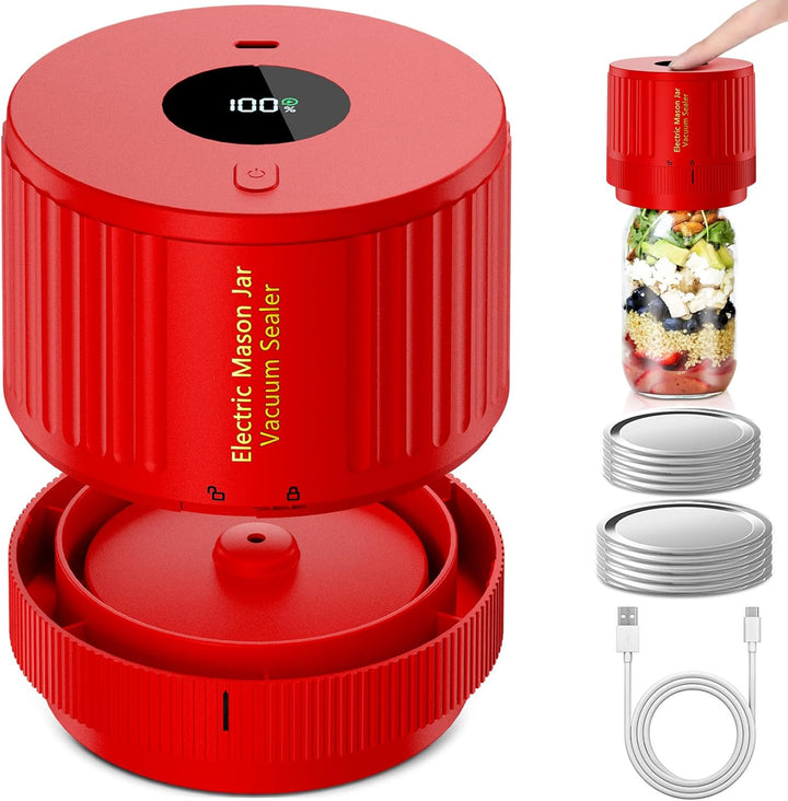 Innovative electric mason jar vacuum sealer, an essential kitchen gadget for food preservation.