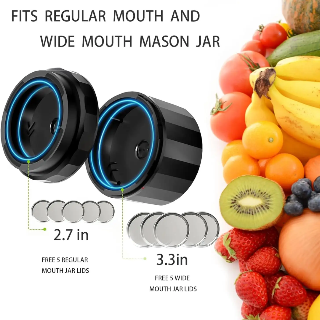 Innovative electric mason jar vacuum sealer kit, perfect for extending shelf life of various foods.