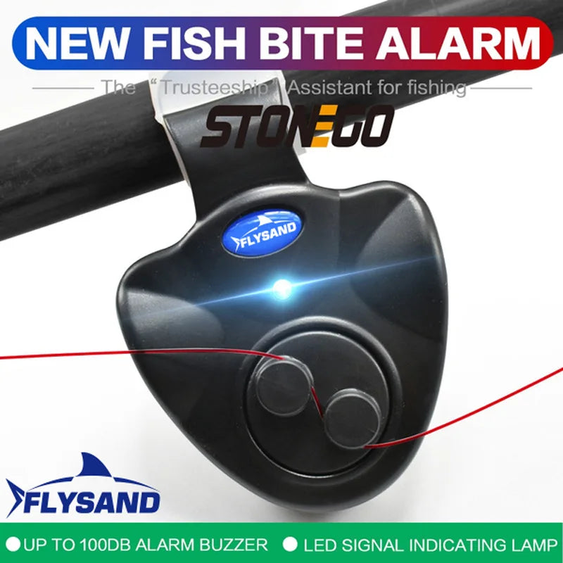 Compact electronic fishing bite indicator with LED light, ideal for night fishing and angling.
