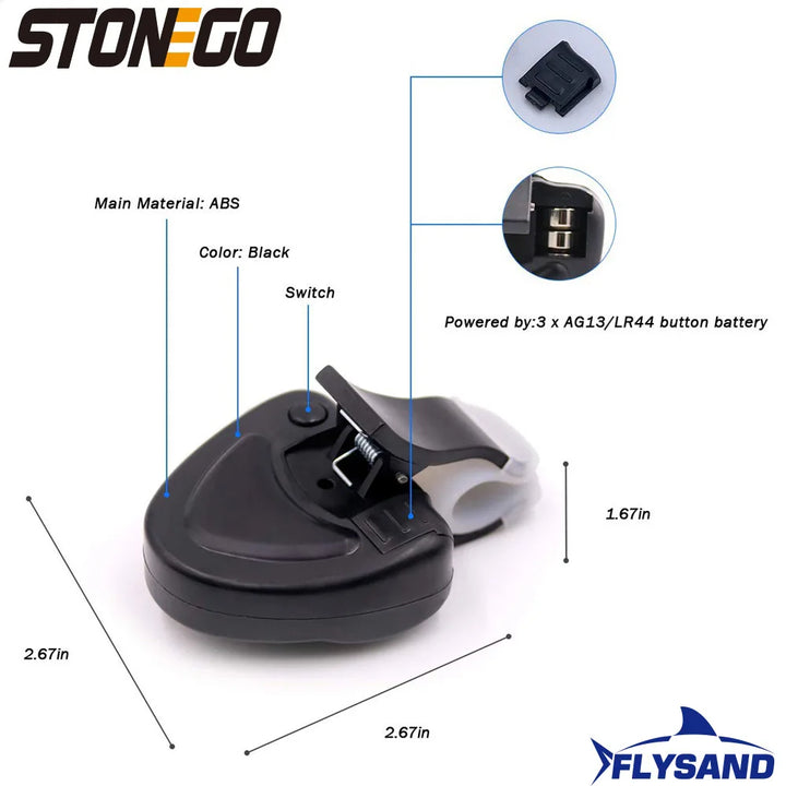 Fishing tool: electronic bite buzzer with bright LED light for easy night fishing detection.
