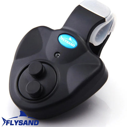 Electronic fishing rod alarm with a powerful LED, essential for night fishing enthusiasts.