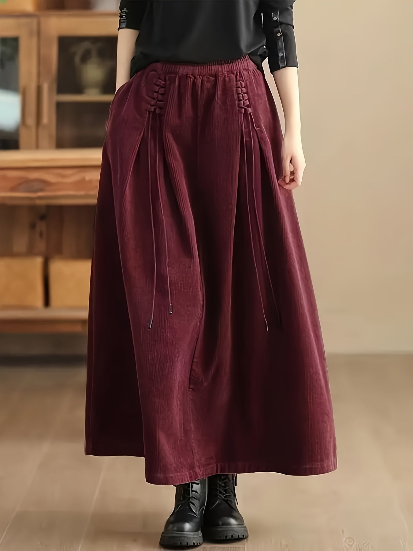 Flattering A-line maxi skirt for women, featuring an elegant design and striking corset waist.