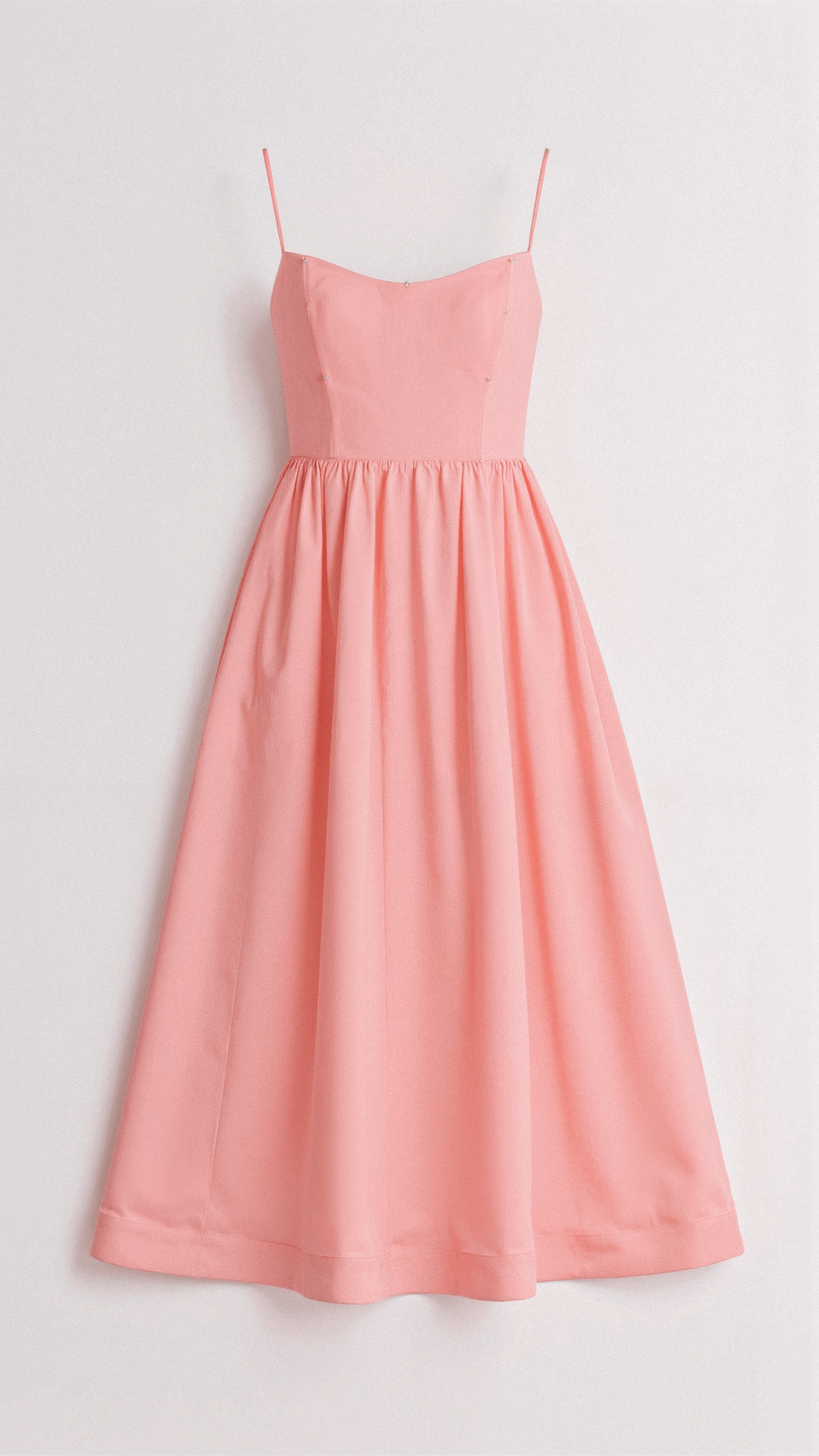 Comfortable & elegant A-line midi dress, women's spaghetti strap design, versatile for casual or formal.