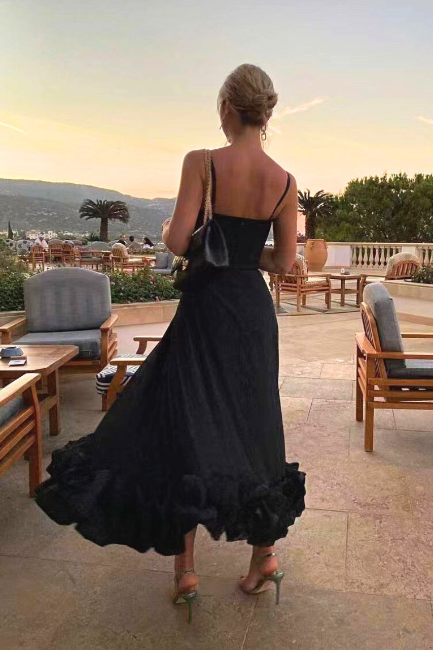 Elegant flowing twirl dress, women's sleeveless A-line design. Perfect for effortless party style & events.