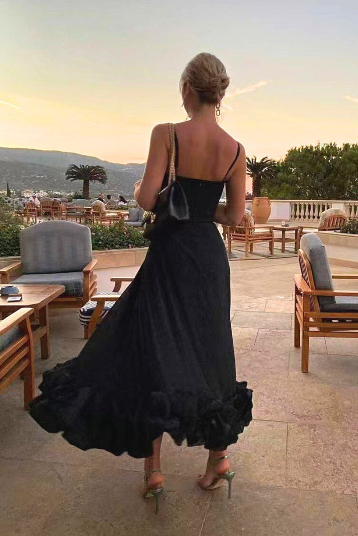 Elegant flowing twirl dress, women's sleeveless A-line design. Perfect for effortless party style & events.