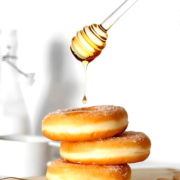 Modern elegant beehive glass honey jar, essential kitchen serving accessory.