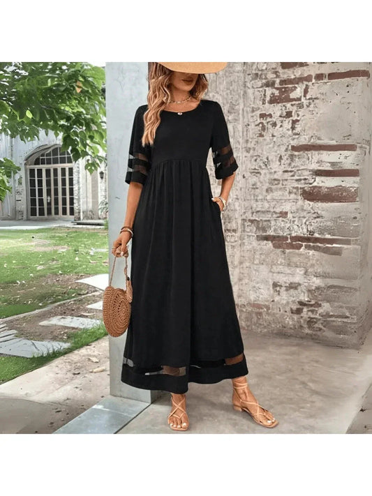Elegant black midi dress for women, featuring tummy control for a flattering and comfortable fit. Perfect for versatile wear.