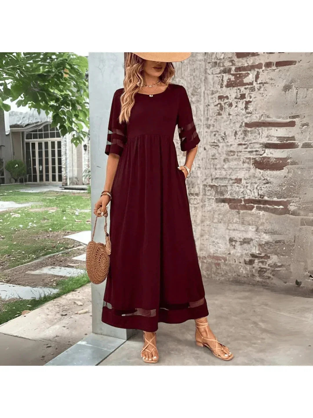 Chic women's elegant summer dress, a comfortable and flattering midi style with tummy control, perfect for any event.