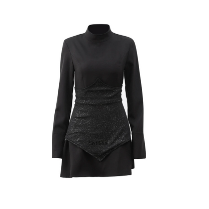 Sophisticated black mini cocktail dress for women, an elegant choice for evening events, parties, and night outs.