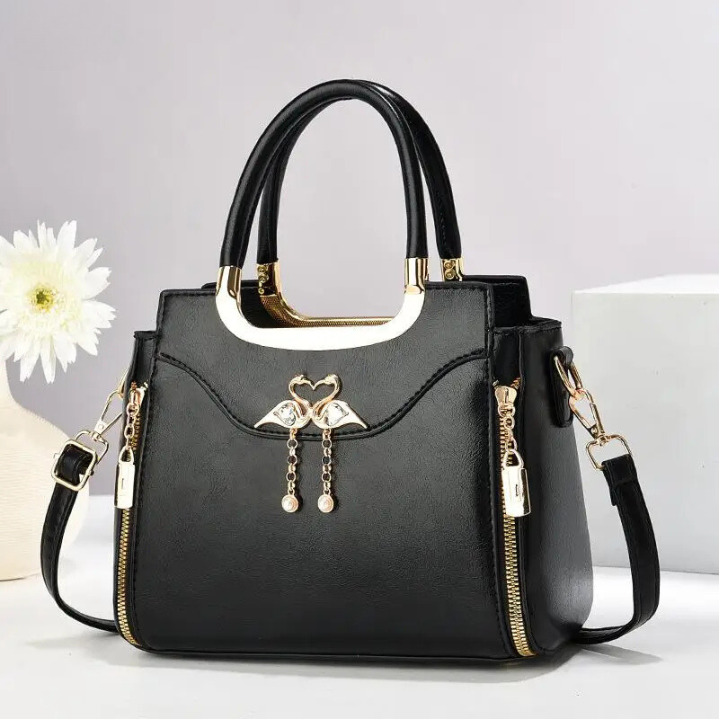 Luxury structured handbag for women, elegant purse available in black, green, brown, beige.