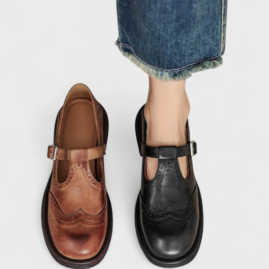 Classic black Women's Mary Jane slip-on shoes. Elegant comfort & orthopedic support for daily wear.
