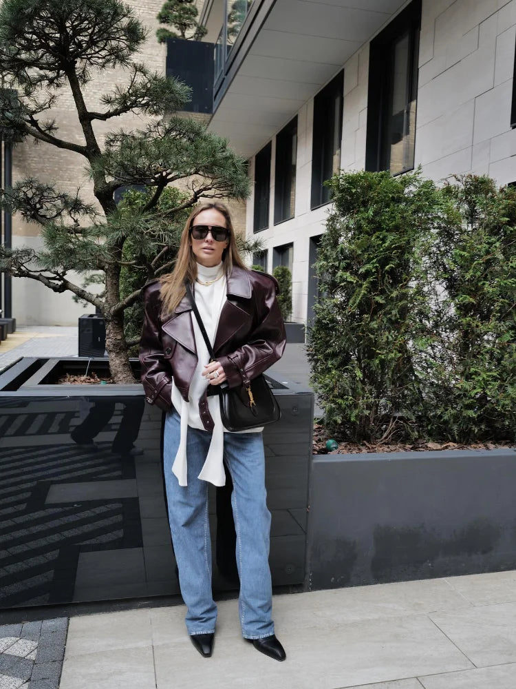 Timeless women's elegant burgundy jacket, a chic vintage style outerwear for versatile fashion.