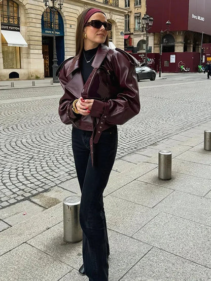 Classic women's burgundy jacket, offering a vintage style for elegant, versatile & sophisticated outerwear.