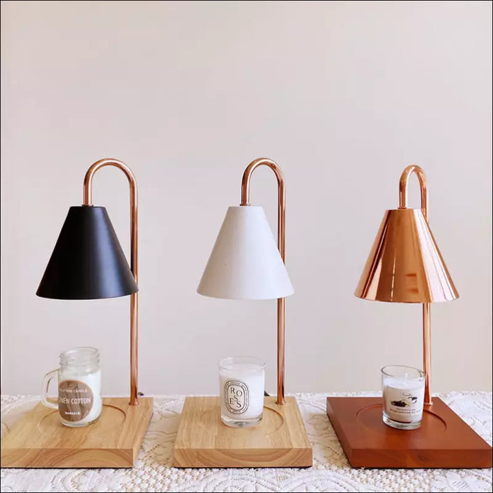 Dimmable light candle warmer lamp with timer, modern design for soothing aromatherapy scents.