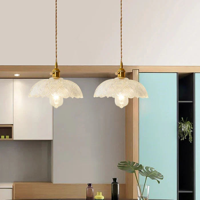 Contemporary dining room glass pendant lamp, OpulentGlow series.